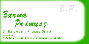 barna primusz business card